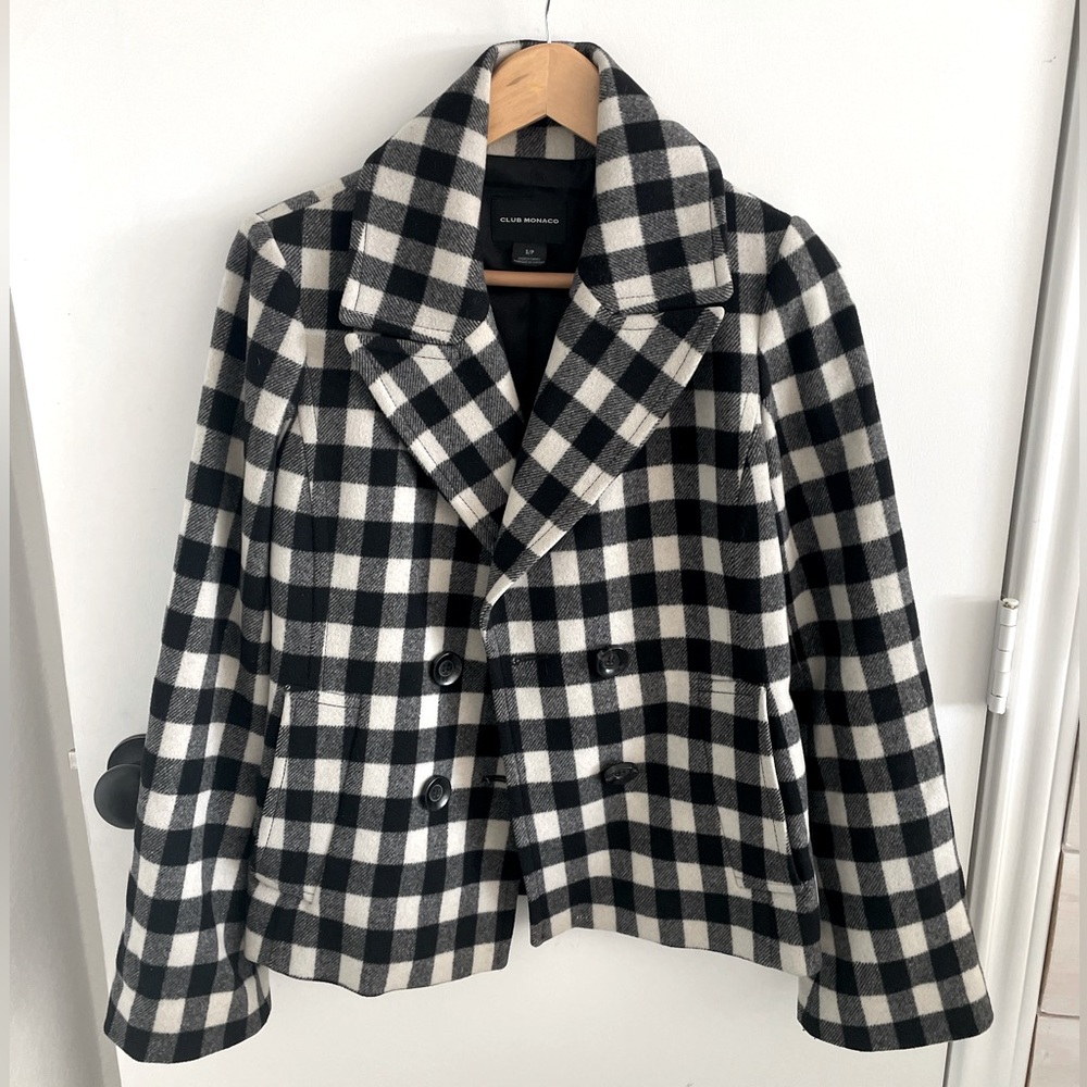 Women’s Club Monaco checkered button up peacoat